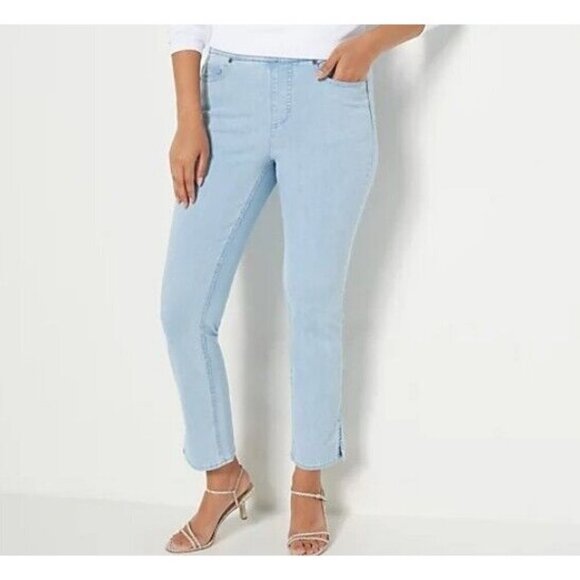 Isaac Mizrahi Live! Regular True Denim Straight Ankle Jeans w/ Slit Light Reg 0 - Picture 1 of 1